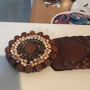 Gorgeous Brown Leather Belt with Intricate Buckle